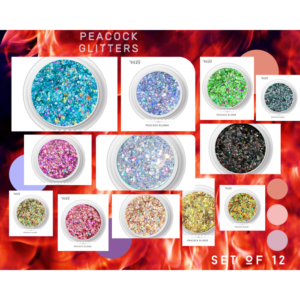 Set of 12 PEACOCK glitters