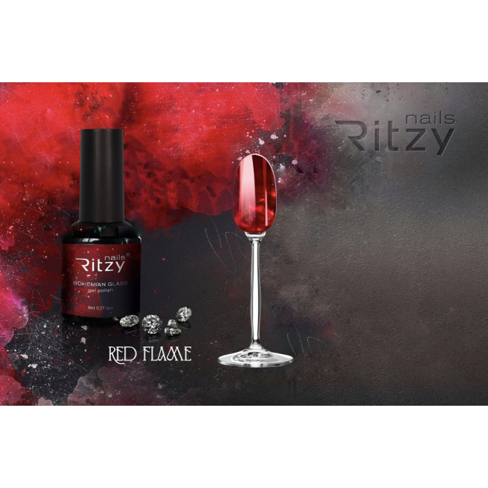 BOHEMIAN Glass gel polish RED FLAME (top free)