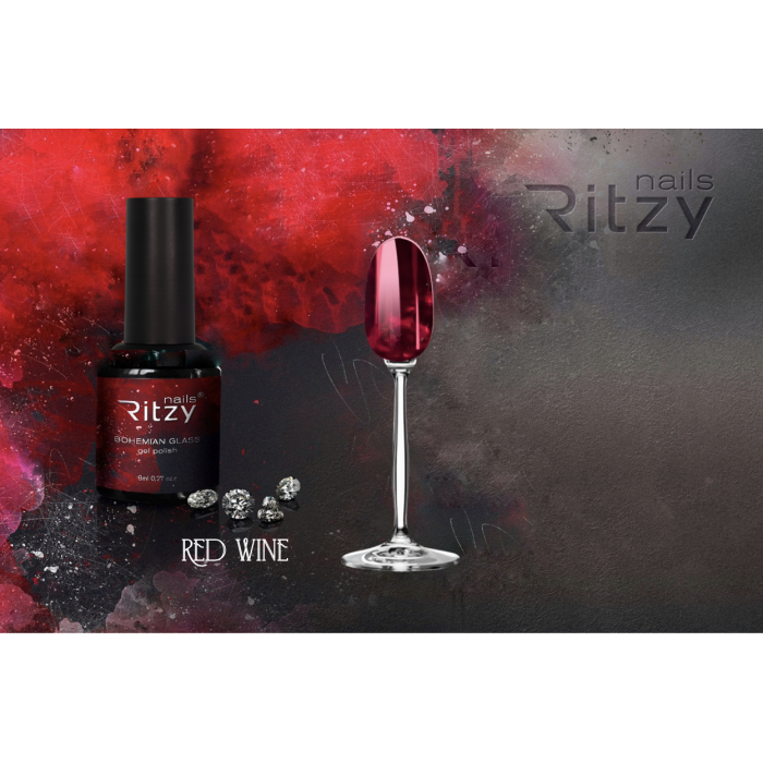 BOHEMIAN Glass gel polish RED WINE (top free)